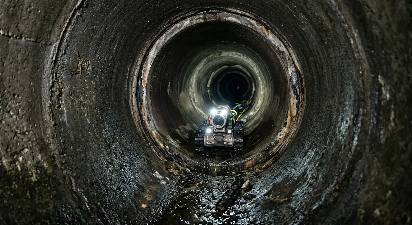 Robotic sewer camera inspecting pipe interior for Sewer Line Repair in Porters Neck